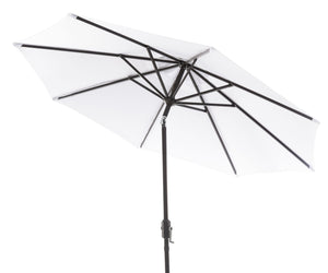 Safavieh ORTEGA 9 FT Crank Umbrella - Effortless Outdoor Shade with Stylish Riviera-Inspired Design White PAT8001F