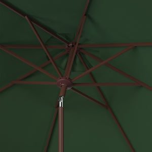 Safavieh ORTEGA 9 FT Crank Umbrella - Effortless Outdoor Shade with Stylish Riviera-Inspired Design Hunter Green PAT8001H