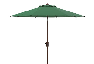 Safavieh ORTEGA 9 FT Crank Umbrella - Effortless Outdoor Shade with Stylish Riviera-Inspired Design Hunter Green PAT8001H