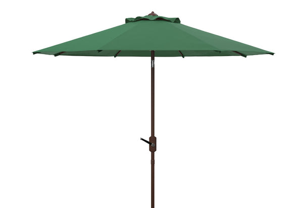 Safavieh ORTEGA 9 FT Crank Umbrella - Effortless Outdoor Shade with Stylish Riviera-Inspired Design Hunter Green PAT8001H