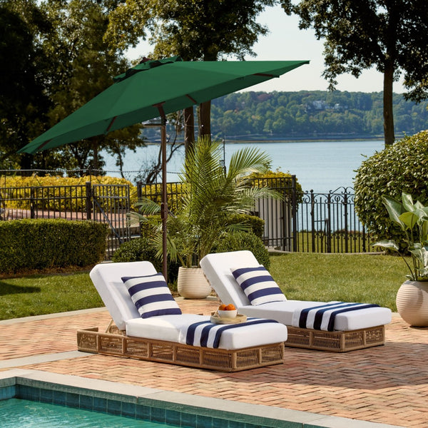 Safavieh ORTEGA 9 FT Crank Umbrella - Effortless Outdoor Shade with Stylish Riviera-Inspired Design Hunter Green PAT8001H