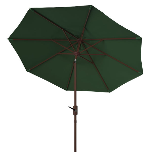Safavieh ORTEGA 9 FT Crank Umbrella - Effortless Outdoor Shade with Stylish Riviera-Inspired Design Hunter Green PAT8001H