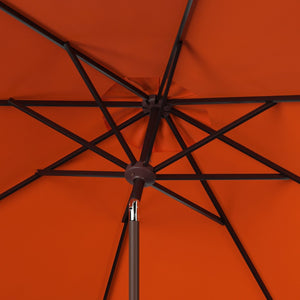 Safavieh ORTEGA 9 FT Crank Umbrella - Effortless Outdoor Shade with Stylish Riviera-Inspired Design Orange PAT8001O