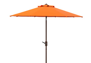 Safavieh ORTEGA 9 FT Crank Umbrella - Effortless Outdoor Shade with Stylish Riviera-Inspired Design Orange PAT8001O