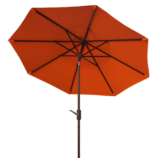 Safavieh ORTEGA 9 FT Crank Umbrella - Effortless Outdoor Shade with Stylish Riviera-Inspired Design Orange PAT8001O