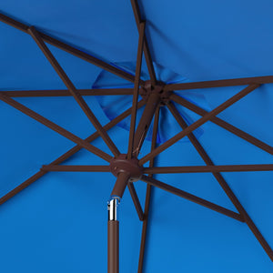 Safavieh ORTEGA 9 FT Crank Umbrella - Effortless Outdoor Shade with Stylish Riviera-Inspired Design Pacific Blue PAT8001P
