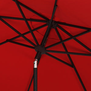 Safavieh ORTEGA 9 FT Crank Umbrella - Effortless Outdoor Shade with Stylish Riviera-Inspired Design Red PAT8001R
