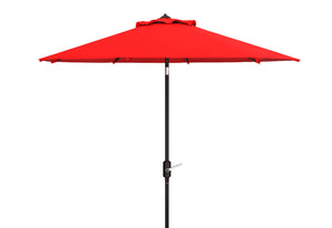 Safavieh ORTEGA 9 FT Crank Umbrella - Effortless Outdoor Shade with Stylish Riviera-Inspired Design Red PAT8001R