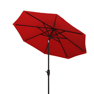 Safavieh ORTEGA 9 FT Crank Umbrella - Effortless Outdoor Shade with Stylish Riviera-Inspired Design Red PAT8001R