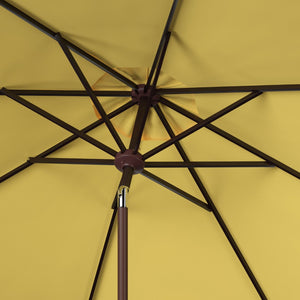 Safavieh ORTEGA 9 FT Crank Umbrella - Effortless Outdoor Shade with Stylish Riviera-Inspired Design Yellow PAT8001Y