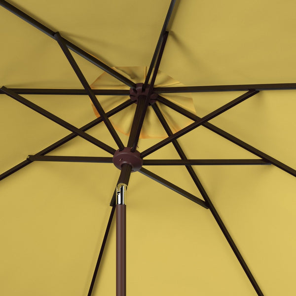Safavieh ORTEGA 9 FT Crank Umbrella - Effortless Outdoor Shade with Stylish Riviera-Inspired Design Yellow PAT8001Y