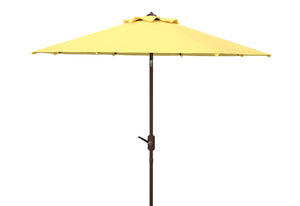 Safavieh ORTEGA 9 FT Crank Umbrella - Effortless Outdoor Shade with Stylish Riviera-Inspired Design Yellow PAT8001Y