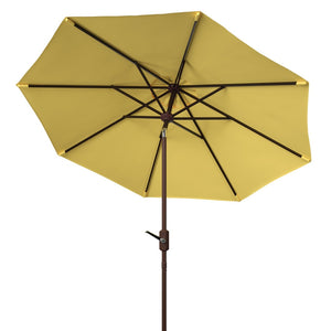 Safavieh ORTEGA 9 FT Crank Umbrella - Effortless Outdoor Shade with Stylish Riviera-Inspired Design Yellow PAT8001Y