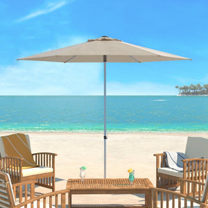 Safavieh HURST 9 FT Push Up Umbrella – Elegant Canopy for Stylish Shade in Patios, Pools, and Outdoor Areas Beige PAT8002A