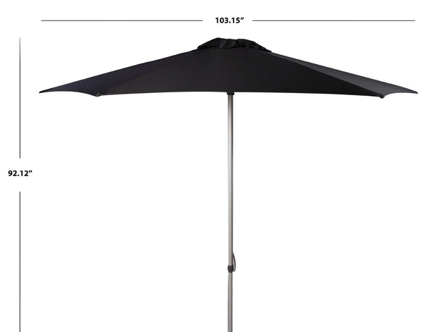 Safavieh HURST 9 FT Push Up Umbrella – Elegant Canopy for Stylish Shade in Patios, Pools, and Outdoor Areas Black PAT8002D
