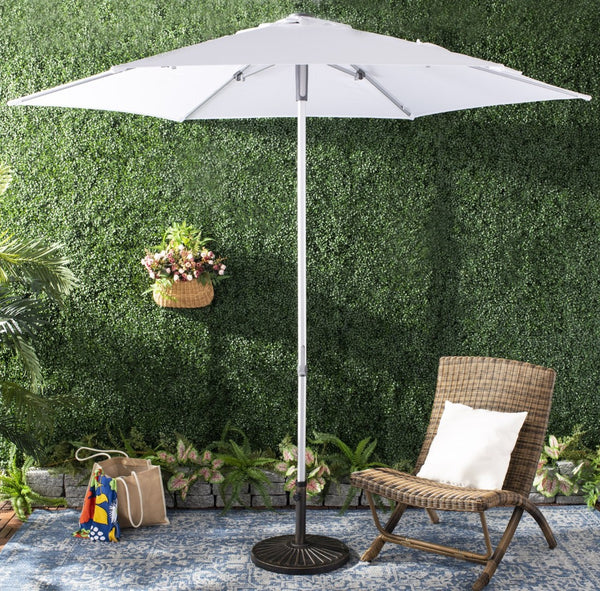 Safavieh HURST 9 FT Push Up Umbrella – Elegant Canopy for Stylish Shade in Patios, Pools, and Outdoor Areas White PAT8002F