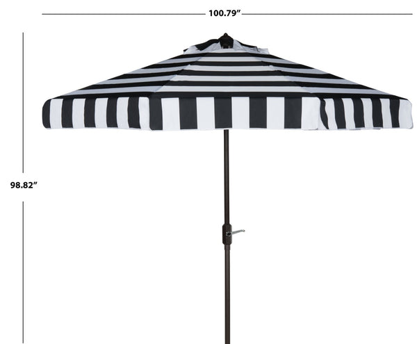 Safavieh ELSA FASHION LINE 9FT UMBRELLA - Chic Travel-Inspired Patio Umbrella for Stylish Outdoor Spaces Black / White PAT8003A