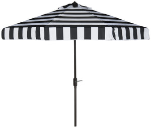 Safavieh ELSA FASHION LINE 9FT UMBRELLA - Chic Travel-Inspired Patio Umbrella for Stylish Outdoor Spaces Black / White PAT8003A