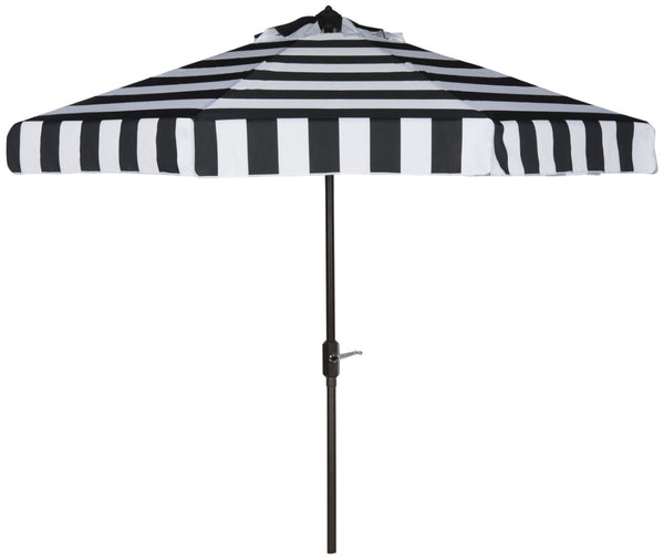 Safavieh ELSA FASHION LINE 9FT UMBRELLA - Chic Travel-Inspired Patio Umbrella for Stylish Outdoor Spaces Black / White PAT8003A