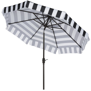 Safavieh ELSA FASHION LINE 9FT UMBRELLA - Chic Travel-Inspired Patio Umbrella for Stylish Outdoor Spaces Black / White PAT8003A
