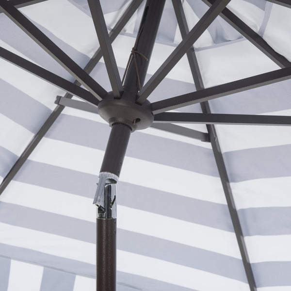 Safavieh ELSA FASHION LINE 9FT UMBRELLA - Chic Travel-Inspired Patio Umbrella for Stylish Outdoor Spaces Navy / White PAT8003B