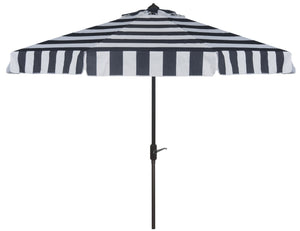 Safavieh ELSA FASHION LINE 9FT UMBRELLA - Chic Travel-Inspired Patio Umbrella for Stylish Outdoor Spaces Navy / White PAT8003B