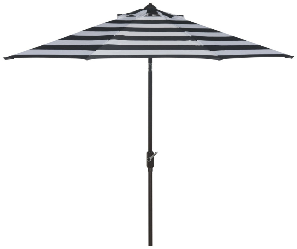 Safavieh IRIS 9FT Striped Umbrella - Elegant Black & White Design for Patios, Pools & Outdoor Spaces PAT8004A