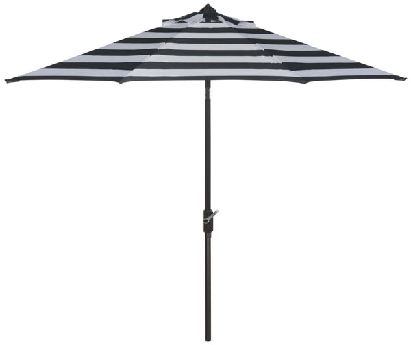 Safavieh IRIS 9FT Striped Umbrella - Elegant Black & White Design for Patios, Pools & Outdoor Spaces PAT8004A