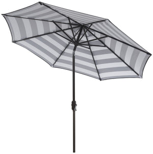 Safavieh IRIS 9FT Striped Umbrella - Elegant Black & White Design for Patios, Pools & Outdoor Spaces PAT8004A
