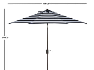 Safavieh IRIS 9FT Navy and White Striped Umbrella - Stylish Outdoor Shade for Poolside & Patio Elegance PAT8004B