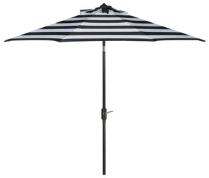 Safavieh IRIS 9FT Navy and White Striped Umbrella - Stylish Outdoor Shade for Poolside & Patio Elegance PAT8004B