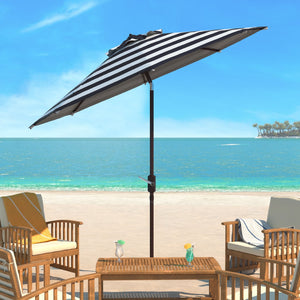 Safavieh IRIS 9FT Navy and White Striped Umbrella - Stylish Outdoor Shade for Poolside & Patio Elegance PAT8004B