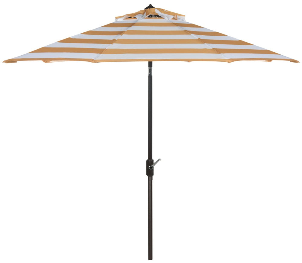 Safavieh IRIS FASHION LINE 9FT ROUND UMBRELLA - Chic Art Deco Inspired Shade for Stylish Outdoor Spaces Orange / White PAT8004C