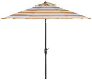 Safavieh IRIS FASHION LINE 9FT ROUND UMBRELLA - Chic Art Deco Inspired Shade for Stylish Outdoor Spaces Orange / White PAT8004C