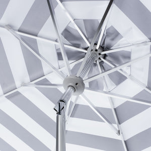 Safavieh IRIS 9FT Round Patio Umbrella - Bold Black & White Stripes with Chrome Pole for Stylish Shade PAT8004E