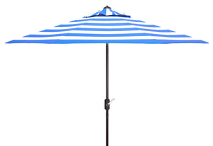 Safavieh IRIS FASHION LINE 9FT ROUND UMBRELLA - Chic Art Deco Inspired Shade for Stylish Outdoor Spaces Pacific Blue PAT8004P