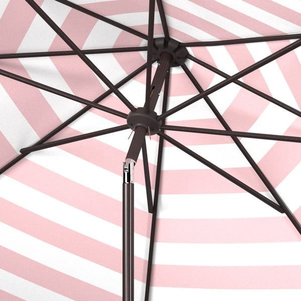 Safavieh IRIS FASHION LINE 9FT ROUND UMBRELLA - Chic Art Deco Inspired Shade for Stylish Outdoor Spaces Red / White PAT8004R