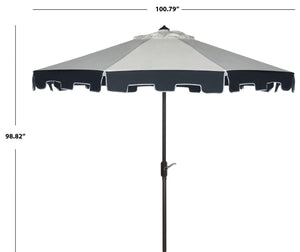 Safavieh CITY FASHION 9FT ROUND UMBRELLA - Elegant Outdoor Shade Solution for Stylish Gatherings and Events Ivory / Navy PAT8005A