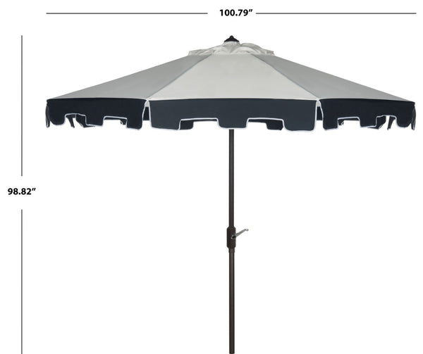 Safavieh CITY FASHION 9FT ROUND UMBRELLA - Elegant Outdoor Shade Solution for Stylish Gatherings and Events Ivory / Navy PAT8005A