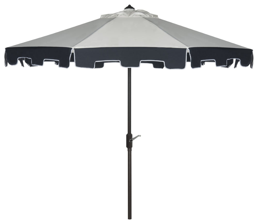 Safavieh CITY FASHION 9FT ROUND UMBRELLA - Elegant Outdoor Shade Solution for Stylish Gatherings and Events Ivory / Navy PAT8005A