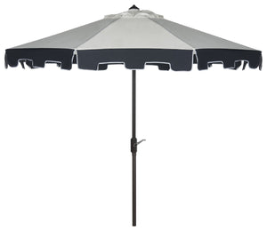 Safavieh CITY FASHION 9FT ROUND UMBRELLA - Elegant Outdoor Shade Solution for Stylish Gatherings and Events Ivory / Navy PAT8005A