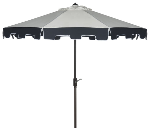 Safavieh CITY FASHION 9FT ROUND UMBRELLA - Elegant Outdoor Shade Solution for Stylish Gatherings and Events Ivory / Navy PAT8005A