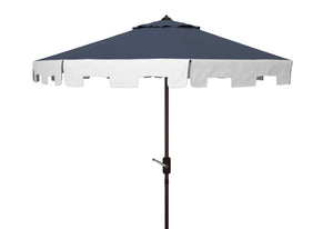 Safavieh CITY FASHION 9FT ROUND UMBRELLA - Elegant Outdoor Shade Solution for Stylish Gatherings and Events Navy / Ivory PAT8005B