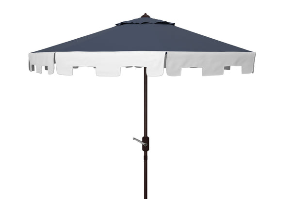 Safavieh CITY FASHION 9FT ROUND UMBRELLA - Elegant Outdoor Shade Solution for Stylish Gatherings and Events Navy / Ivory PAT8005B