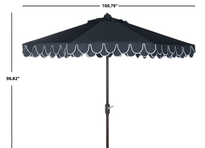 Safavieh ELEGANT Navy and White Petal Valance Umbrella - Chic 9ft Outdoor Canopy for Patios & Poolside Glamour PAT8006A