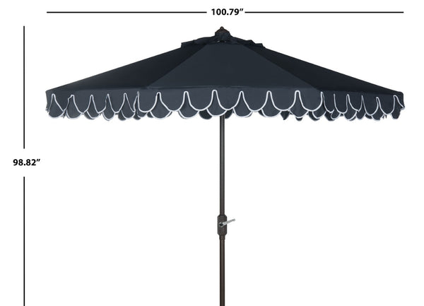 Safavieh ELEGANT Navy and White Petal Valance Umbrella - Chic 9ft Outdoor Canopy for Patios & Poolside Glamour PAT8006A