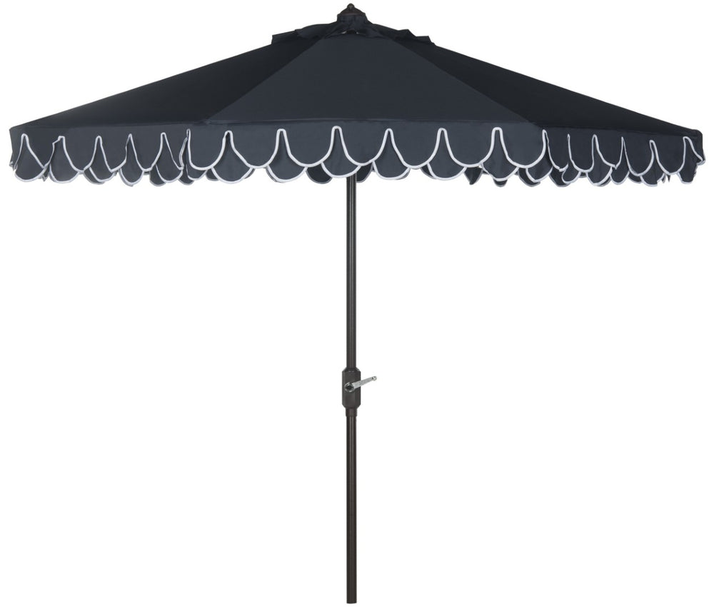 Safavieh ELEGANT Navy and White Petal Valance Umbrella - Chic 9ft Outdoor Canopy for Patios & Poolside Glamour PAT8006A