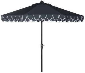 Safavieh ELEGANT Navy and White Petal Valance Umbrella - Chic 9ft Outdoor Canopy for Patios & Poolside Glamour PAT8006A
