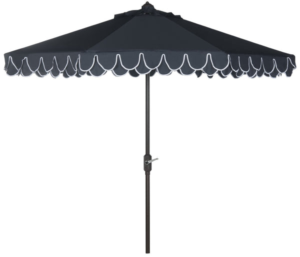 Safavieh ELEGANT Navy and White Petal Valance Umbrella - Chic 9ft Outdoor Canopy for Patios & Poolside Glamour PAT8006A
