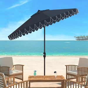Safavieh ELEGANT Navy and White Petal Valance Umbrella - Chic 9ft Outdoor Canopy for Patios & Poolside Glamour PAT8006A